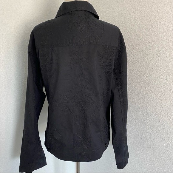 NWOT Chicos Embroidered Cotton Black Button Collar Long Sleeve Jacket Top SZ 12 - Picture 6 of 10